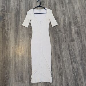 Good American Cream Long Sleeve Dress